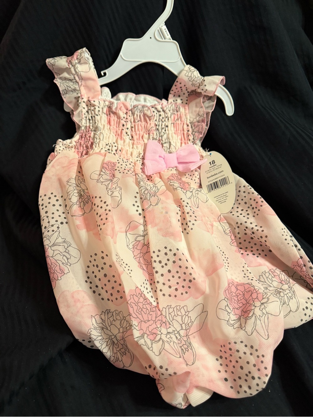 Bon Bebe Pink and White Floral One-Piece
